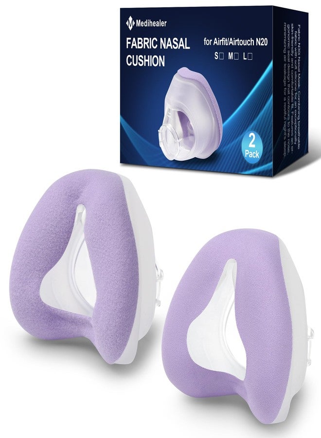 Medihealer 2 PCS Nasal Cushion for AirFit N20(M),1 pc Soft Fabric Nasal Cushion and 1 pc Velvet-Lined CPAP Nasal Mask Cushion for AirTouch N20, Soft Fabric for All Seasons, Velvet-Lined for Fall/Winter(Purple) - Image 1
